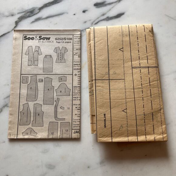 See & Sew Pattern 6252 Size B 16-18-20-22-24 Women's Jacket Top Skirt Uncut 1992 - Picture 6 of 6